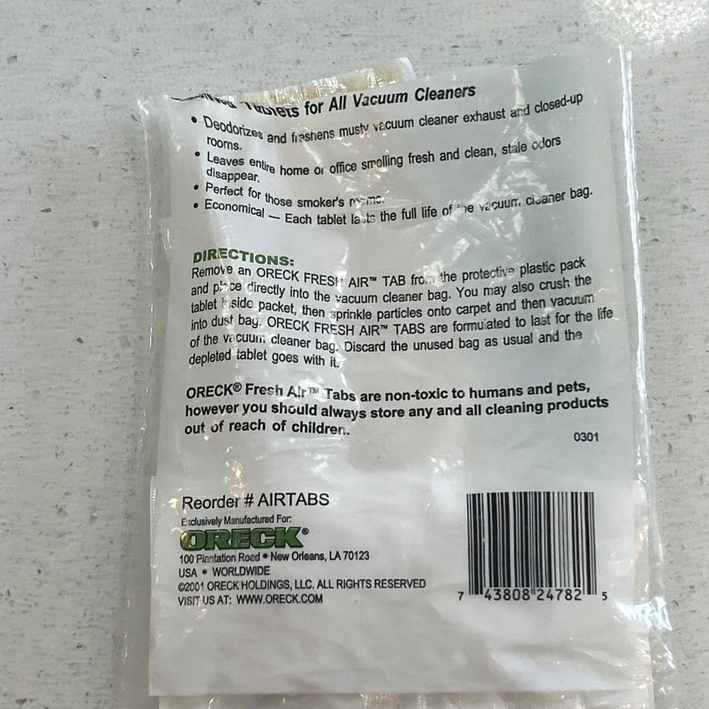 Oreck Lot Of (4)Vacuum Bags/2 Belts/ 2 Air Purifier Filters And VariedScent Tabs